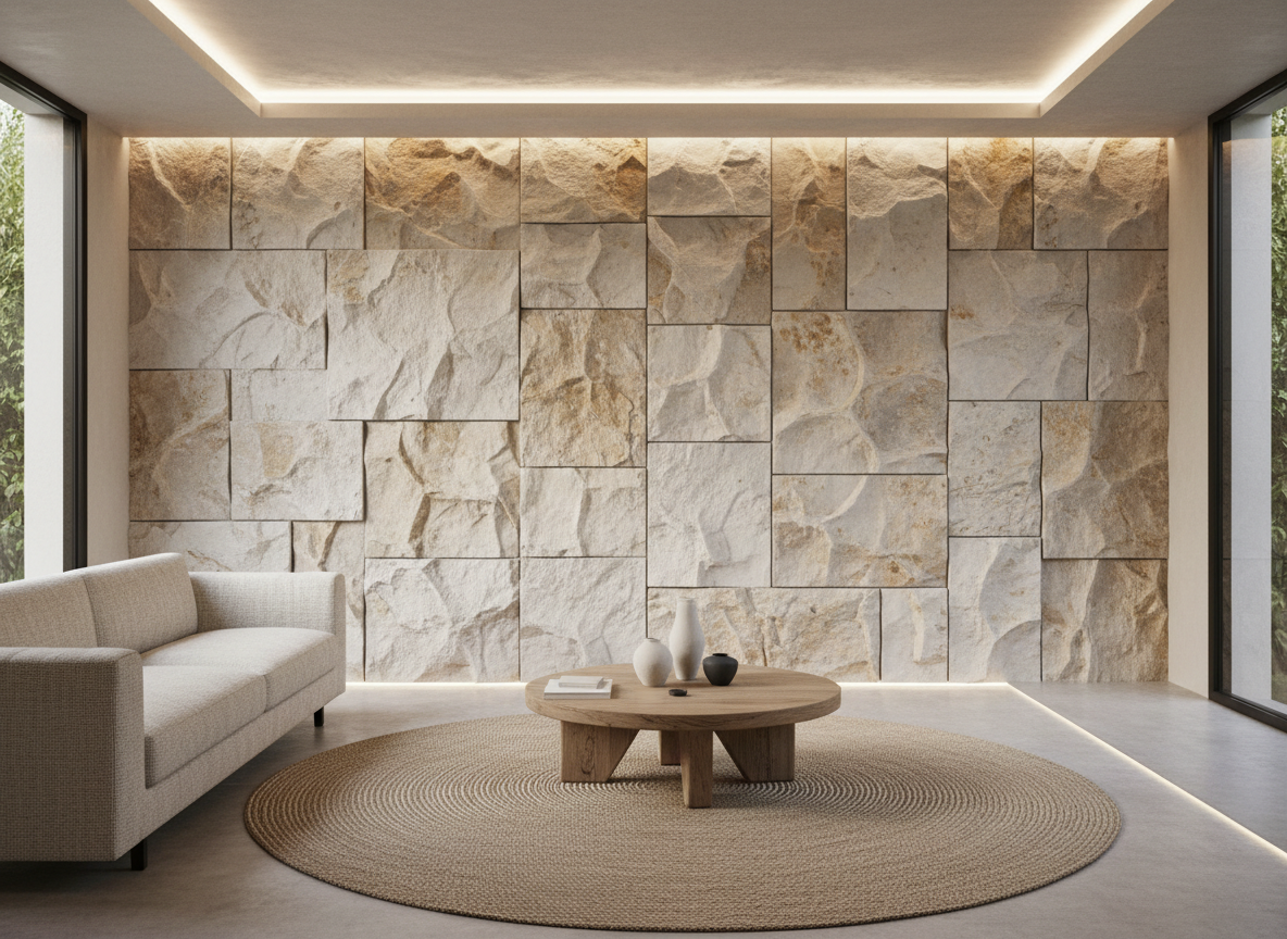 Revestimento decorativo para parede instalado em ambiente interno