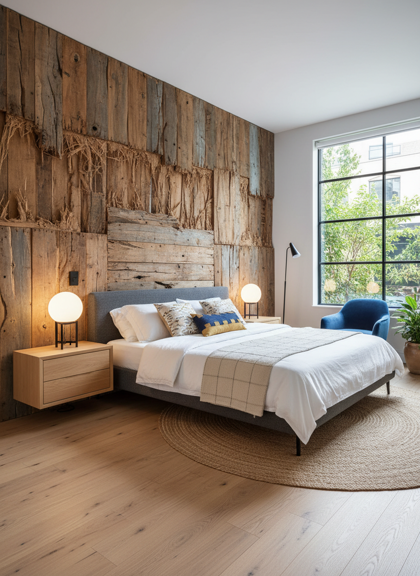 Projeto realizado: quarto com painel ripado e piso laminado